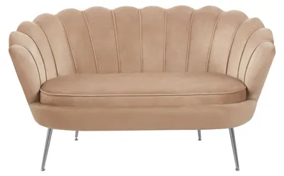 Zdjęcie produktu dla Elegancka dwuosobowa sofa IGLIKA – kolor cappuccino / srebrne nóżki
