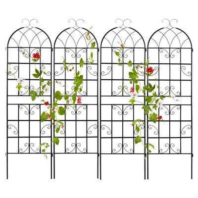 Produktbild von GOPLUS Rankgitter Metall 2er/4er Set, Sichtschutz Garten 180/220 cm hoch, Rosenspalier, Rosengitter, Pflanzengitter, Ranknetz, Rankgitter Balkon, Rankhilfe für Kletterpflanzen (180 x 50 cm, 4)