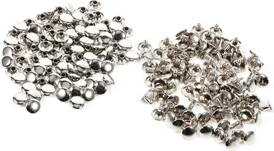 Obrázok produktu pre 100 sád kovových dvojitých nitov 8 x 10 mm na kožené výrobky, opravy, ozdobné nity, hroty (strieborné)