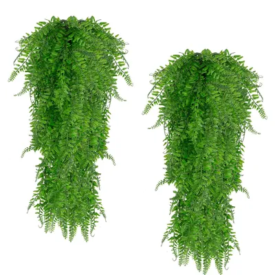 Künstliche Hängepflanze Farn 80 cm UV-beständig 2er Set
