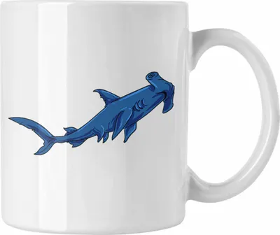 Produktbild von Trendation - Tasse mit Hammerhai und Haifisch Grafik Geschenk für Ozeanliebhaber (Weiß)