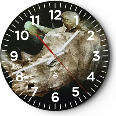 Produktbild von Wanduhr - Rund - Glasuhr - Tier Abstraktion - 40x40cm - Schleichendes Uhrwerk - Lautlos - zum Aufhängen bereit - Dekoration Modern - Wanddekoration aus Glas - C4AR40x40-3969