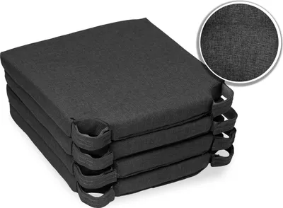 Produktbild von sunnypillow 4er Set Stuhlkissen mit Klettverschluss Polsterauflage Auflage für Stühle | Indoor / Outdoor | Sitzkissen Sitzauflage | Maße: 42 (vorne) | 35 (hinten) x 40 x 5 cm | Anthrazit |