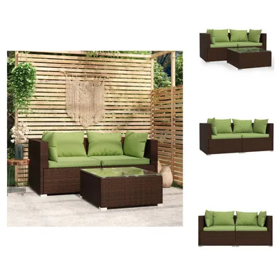 Produktbild von vidaXL 3-tlg. Garten-Lounge-Set mit Kissen Braun Poly Rattan -  Gartenmöbel-Sets