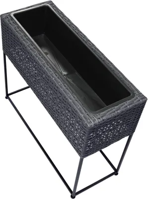 Produktbild von Pflanzkasten 65x24x52 cm Rattan Pflanzkübel grau 613-401072