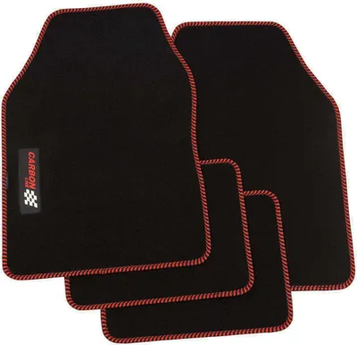 Produktbild von Autoteppich Universal Carbon, 4-teilig, mit Bi-Color Band, schwarz/rot von PETEX