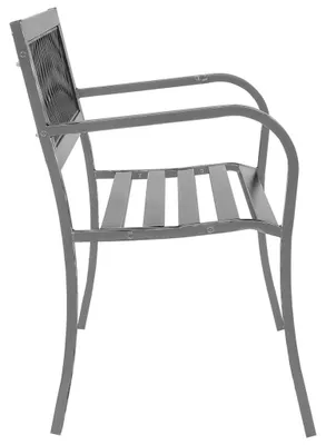 Image de Banc de jardin noir en acier, durable, 120 cm