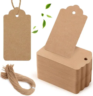 Obrázok produktu pre Štítky na darčeky – kraft papier – štítky – obdĺžnikové s jutovým šnúrkou, vhodné na svadobné darčeky