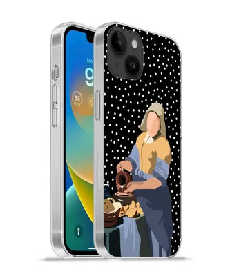 Produktbild von MuchoWow® Handyhülle Schutzhülle Hülle für Apple iPhone 14 Plus - Soft case Alte Meister - Milchmädchen - Polka dots - Schwarz Silikon Softcase Handy Hülle - Abbildung