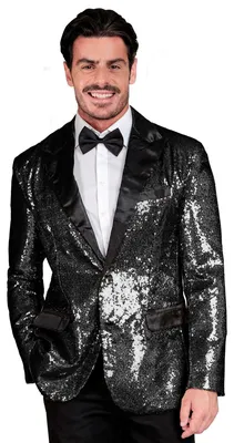 Imagen del producto de W WIDMANN MILANO - Moda para fiestas - Chaqueta de lentejuelas para hombre – Color negro