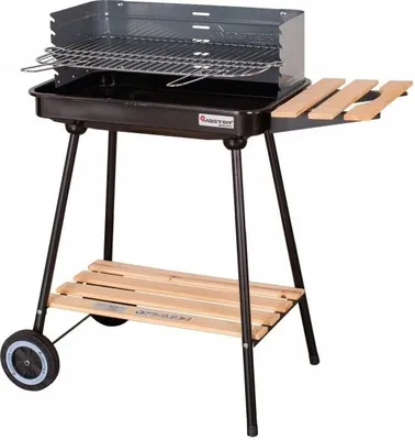 Produktbild von Holzkohle-Gartengrill mit Ablagen und Rädern MG905