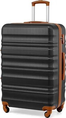 Produktbild von COOLIFE Hartschalen-Koffer Trolley Rollkoffer mit TSA-Schloss und 4 Rollen - Schwarz/Braun