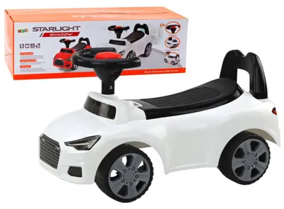 Produktbild von LeanToys Rutschauto mit Rückenlehne QX-3396, Hupe und Staufach, Weiß