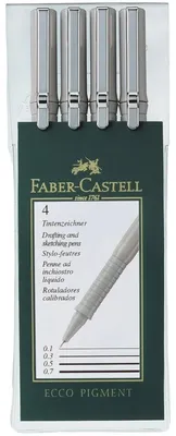 Immagine prodotto di Faber-Castell 166004 ECCO PIGMENT penna a inchiostro - set di 4 (0,1/0,3/0,5/0,7 mm), nero