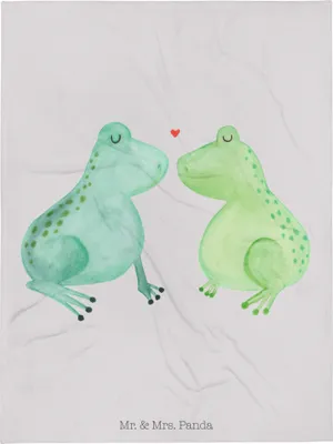 Produktbild von Mr. & Mrs. Panda XL Kuscheldecke  Frosch Liebe - Grau Pastell - Geschenk, Hochzeitstag, Freund, Freundin, Verheiratet