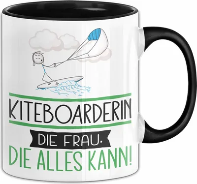 Produktbild von Kiteboarderin Geschenk Tasse Becher Die Frau Die Allen Kann Geschenkidee für eine Kiteboarderin Lustig (Schwarz)