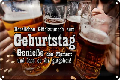 Produktbild von Blechschild Spruch 30x20cm Glückwunsch zum Geburtstag Bier