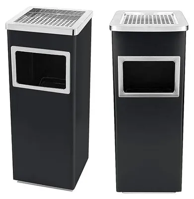 Productafbeelding van 35 liter buitenafvalbak met asbak, afvalbak met binnenbak, 60 x 24 x 24 cm