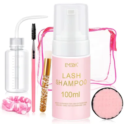 Produktbild von Wimpernshampoo-Kit 100ml mit Bürste, Haarband & Spülflasche