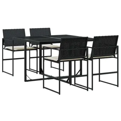 Immagine prodotto di vidaXL set da pranzo da giardino a 5 pezzi con cuscini in rattan nero