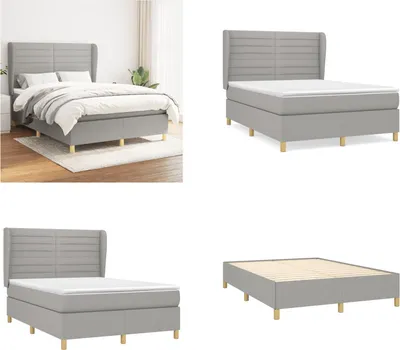 Produktbild von vidaXL Boxspringbett mit Matratze Hellgrau 140x190 cm Stoff - Boxspringbett - Boxspringbetten - Bett - Schlafzimmermöbel