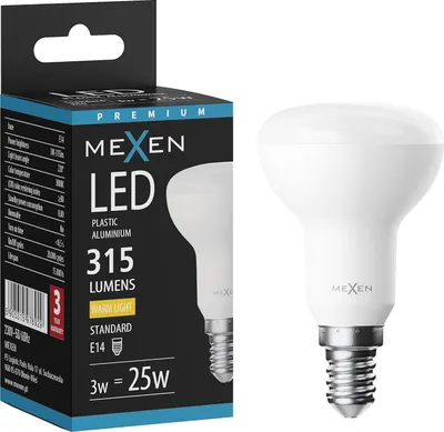 Zdjęcie produktu dla Mexen Nova żarówka LED E14, R50, 3W, Ciepła - 3000K, 315 lm - L103-E14-0330-01