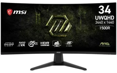 Obrázok produktu pre MSI MAG 346CQDF E20, 86,4 cm (34"), 3440 x 1440 px, UltraWide Quad HD, LCD, 0,5 ms, Čierna