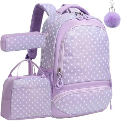 Produktbild von Mädchen-Rucksack – Schulranzen-Set – Für den Schulweg – Wasserabweisend, leicht – 45 x 32 cm – Glitzeroptik