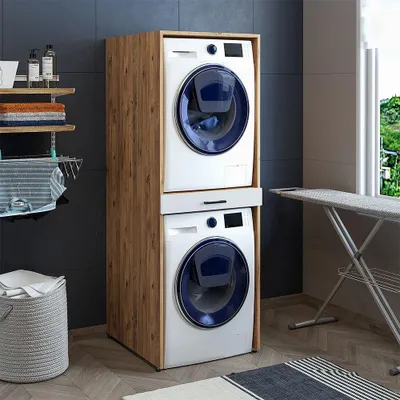 Productafbeelding van Skye Decor, wasmachinekast van hoge kwaliteit, 100% melamine, 67x185x66,8 cm