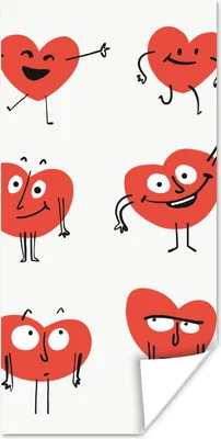 Produktbild von MuchoWow® Poster Eine Illustration von neun Herzen mit Emotionen 20x40 cm - Plakat - Foto