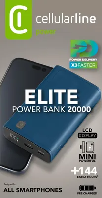 Produktbild von Cellularline Power Bank Elite 20000 PD Blue