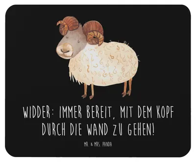 Produktbild von Mr. & Mrs. Panda Mauspad Widder Power - Schwarz - Geschenk, Mut, Horoskop, Mouse Pad, Herausforderung, Zielstrebigkeit, Tierkreiszeichen, Geschenke Sternzeichen, Energie