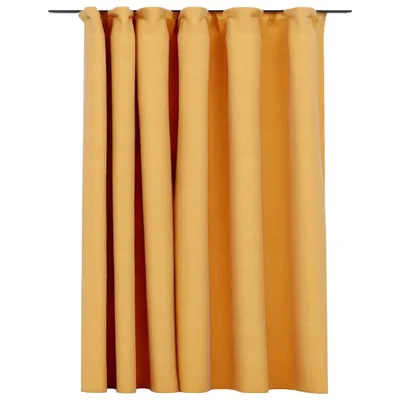 Produktbild von vidaXL Verdunkelungsvorhang mit Haken Leinenoptik Gelb 290x245 cm