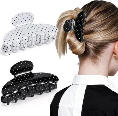 Produktbild von Haarspeld Set mit starkem Griff für dickes Haar, recycelte Plastik, Polka Dot Design