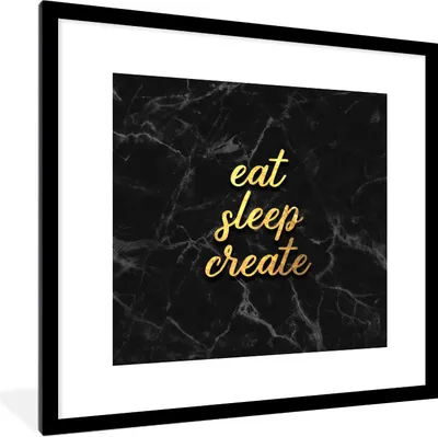Produktbild von MuchoWow® Gerahmtes Poster Zitat - Schlaf - Gold - Marmor 40x40 cm - Poster mit Schwarzem Bilderrahmen Wandposter Rahmen Foto Bilder - Poster - Plakat im Rahmen