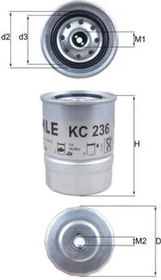 Produktbild von Kraftstofffilter MAHLE KC 236 für NISSAN Patrol GR V SUV (Y61) Anschraubfilter