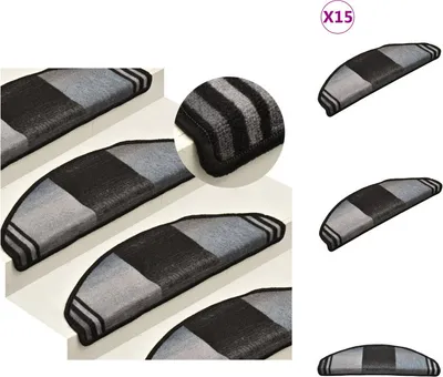 Obrázok produktu pre vidaXL Samolepiace podložky na schody 15 ks čierno-sivé 65x21x4 cm - Podložky na schody