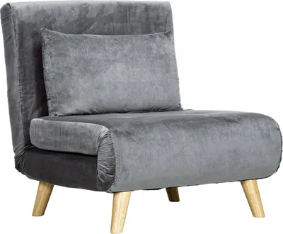 Produktbild von Schlafsessel Klappsessel mit Bettfunktion & Kissen, Gästebett mit Verstellbarer Rückenlehne, Samtoptik, bis 125 kg, Grau