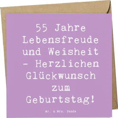 Produktbild von Mr. & Mrs. Panda Grußkarte Spruch 55. Geburtstag Freude - Lavendeltraum - Geschenk, anlasskarte, 55 Jahre, doppelkarte, faltkarte, Alter, Happy Birthday, Klappkarte