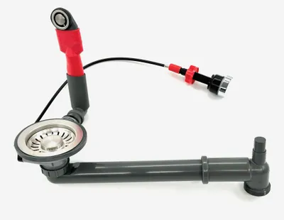 Produktbild von FRANKE 112.0687.564 Stösselventilset 1 Becken Drehknopf MRG / Ab- und Überlaufgarnitur mit Excenterbedienung