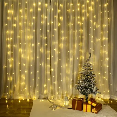 Zdjęcie produktu dla Salcar 6 x 3m 600 LED kurtyna świetlna wewnętrzne lampki choinkowe 8 trybów świecenia i funkcja pamięci LED impreza ślub dekoracja świąteczna