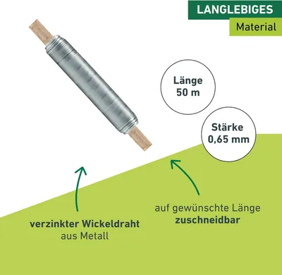 Produktbild von Gartendraht, Blumendraht, Bindedraht, Rankengitterdraht, Basteldraht, Wickeldraht, rostfrei, verzinkt, 50 m x 0,65 mm, 36223