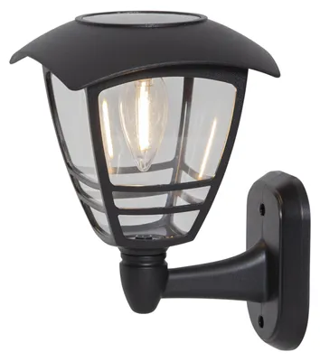 Produktbild von Solar-Wandleuchte ,Felix', Wandlaterne mit Solarpaneel, LED, schwarz, H 21cm