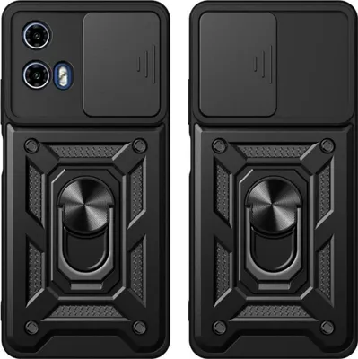 Produktbild von Tech-Protect CamShield Pro Handyhülle Schwarz mit 360° Ringhalter Kompatibel mit Motorola Moto G04