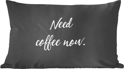 Produktbild von MuchoWow® Zierkissen Sofakissen Wohnzimmer Dekokissen 50x30 cm Sprichwörter - Kaffee - Zitate - Ich brauche jetzt Kaffee - Wohnzimmerdekoration - Polster mit Photo