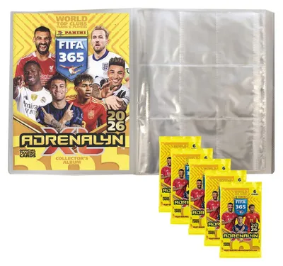 Zdjęcie produktu dla Karty kolekcjonerskie FIFA 365 Adrenalyn XL 2026 – 1 pusty album + 5 pakietów