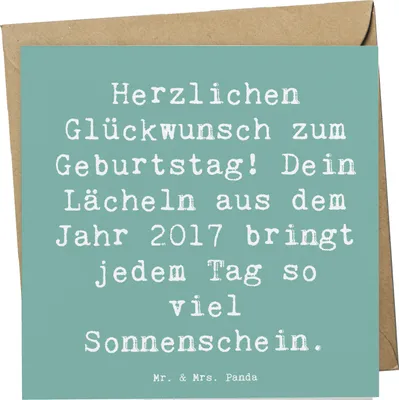 Produktbild von Mr. & Mrs. Panda Grußkarte Spruch 2017 Geburtstag Lächeln - Meeresbrise - Geschenk, Sonnenschein, doppelkarte, Geburtstagsgeschenk, Glückwunsch, Geburtstagsfeier