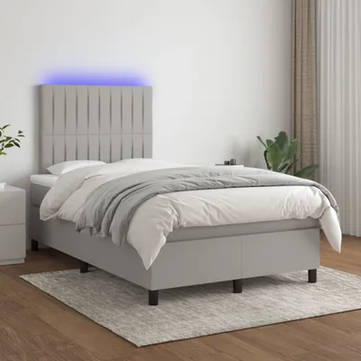 Produktbild von The Living Store Boxspringbett mit Matratze & LED Hellgrau 120x200 cm Stoff