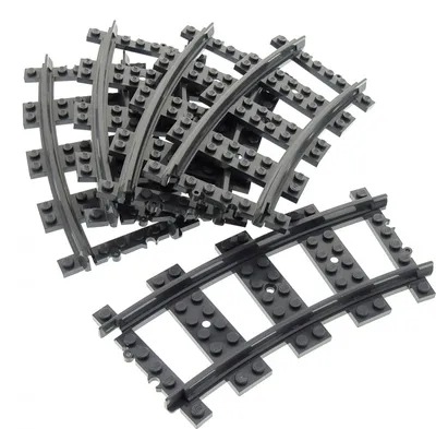 Produktbild von 5x Lego Eisenbahn Schienen neu-dunkel grau gebogen Kurve Zug 4279717 53400