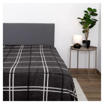 Produktbild von Kuscheldecke (Dunkelgrau) XXL - 220x240cm - hochwertige Fleecedecke, große weiche Wohndecke Karo Muster - kuschelig weich
